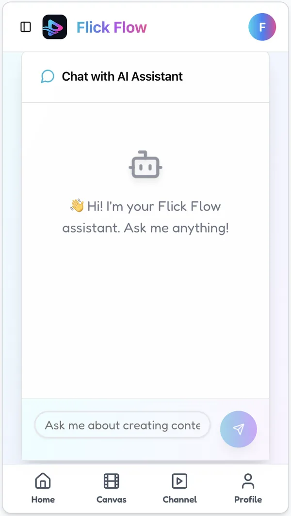 Flick Flow in-app AI assistant chat interface